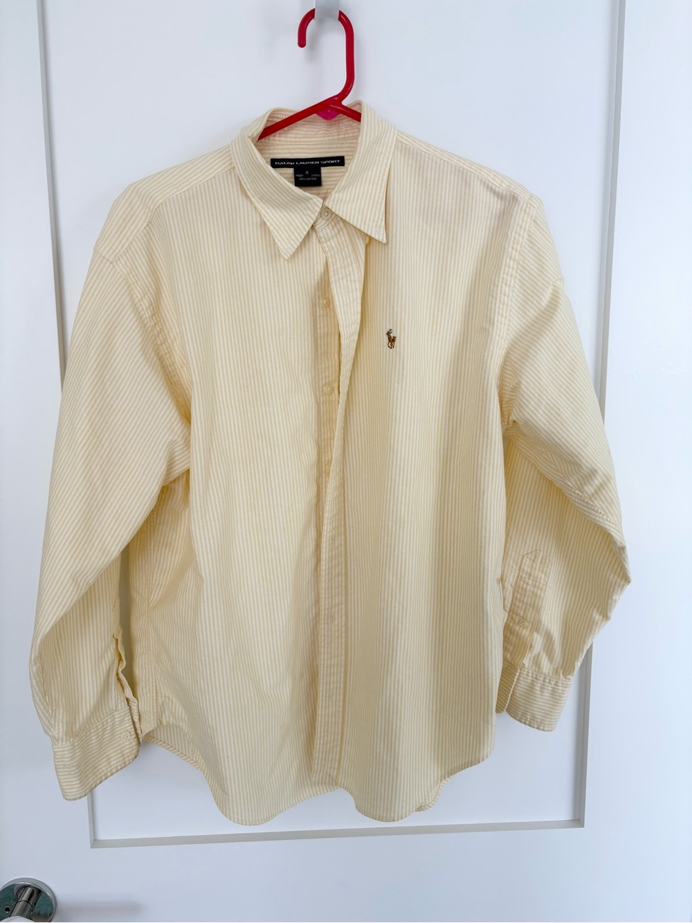 Ralph Lauren Sport Yellow White Stripe Button Down Shirt size 14